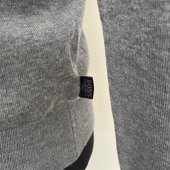 New Hugo Boss Sweater V neck Gray Wool Sweater Pullover